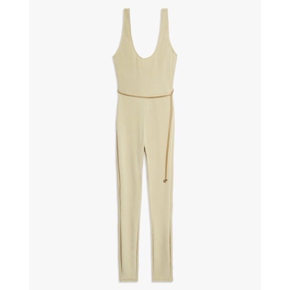 WeWoreWhat Scoop Rib Khaki Jumpsuit